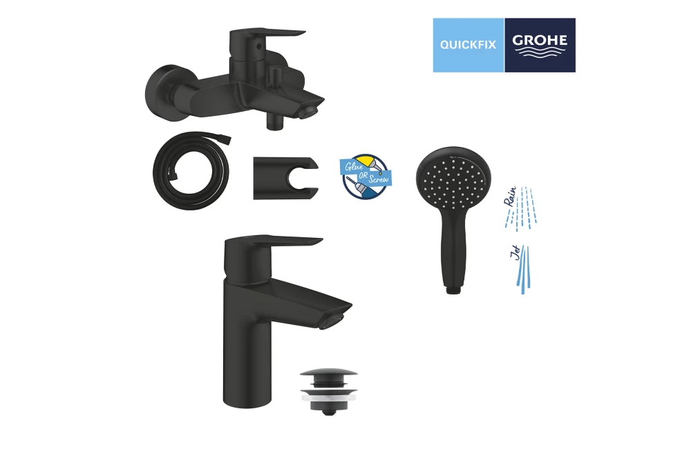 Набір змішувачів для ванної кімнати Grohe QuickFix Start UA303301SQ 3в1 Black (374076) - фото 10