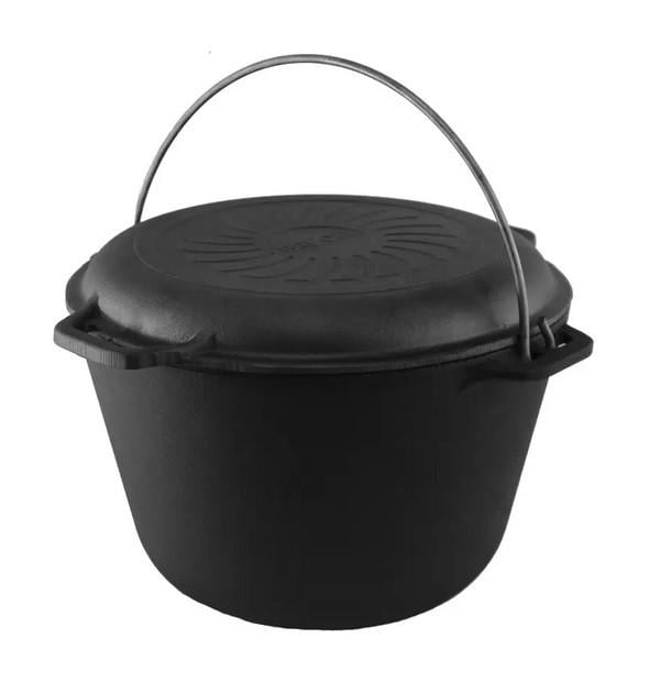 Котел чугунный Brizoll КТ08-2 туристический с дужкой и крышкой сковородой 8 л (22-66-000655)