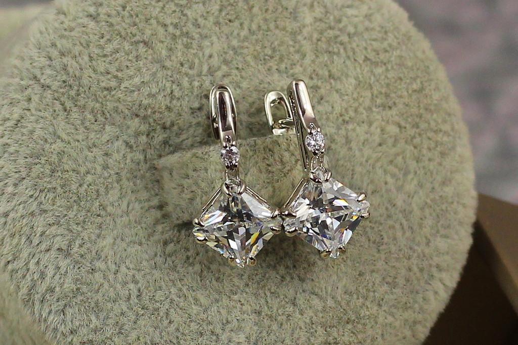 Серьги Xuping Jewelry Ромбы с двойной оправой 1,8 см Серебристый (2142239859)