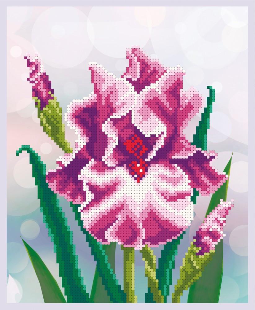 Вышивка бисером Нежные ирисы частичная выкладка 18х22 см (1603209886)