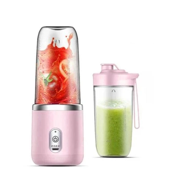 Соковыжималка-блендер электрический USB 400 мл Розовая (9241)