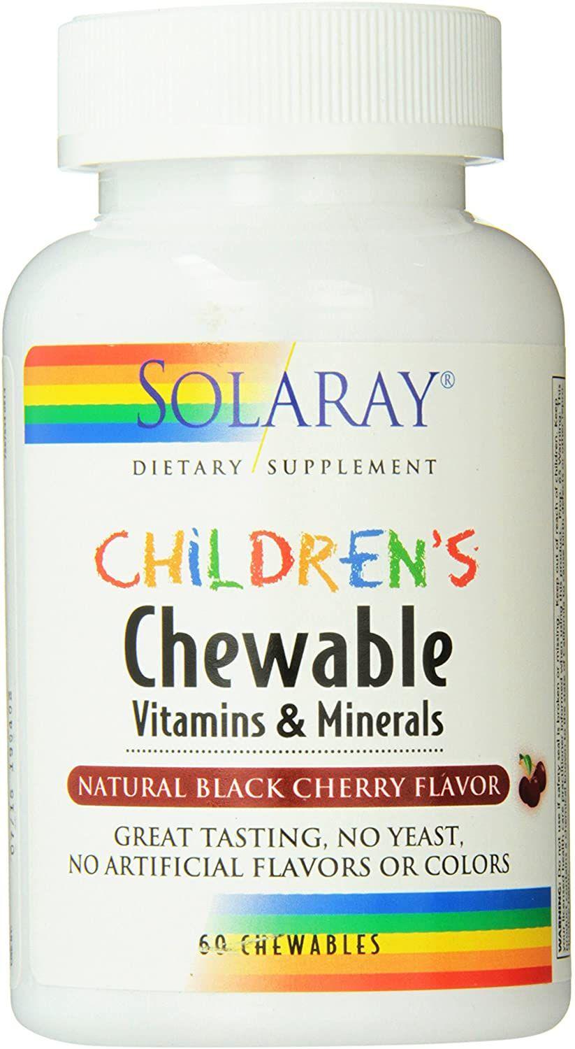 Витаминно-минеральный комплекс Solaray Children's Chewable Vitamins and Minerals 60 Chewables Natural Black Cherry Flavor (SOR-04796)