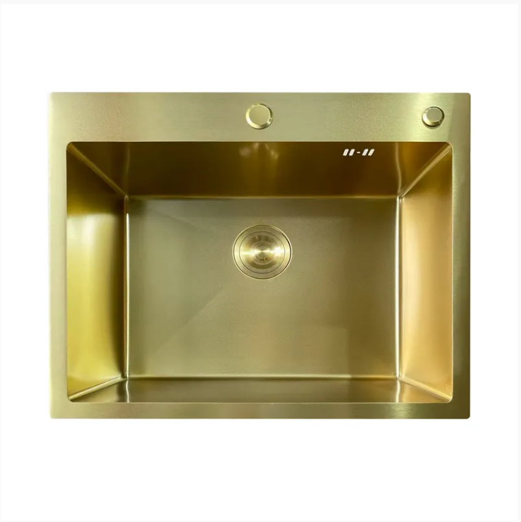 Мойка кухонная Mixxus MH6050 Micro Decor Brushed Gold 3,0/0,8 мм из нержавеющей стали интегрированная Золотистый матовый (MI8222)