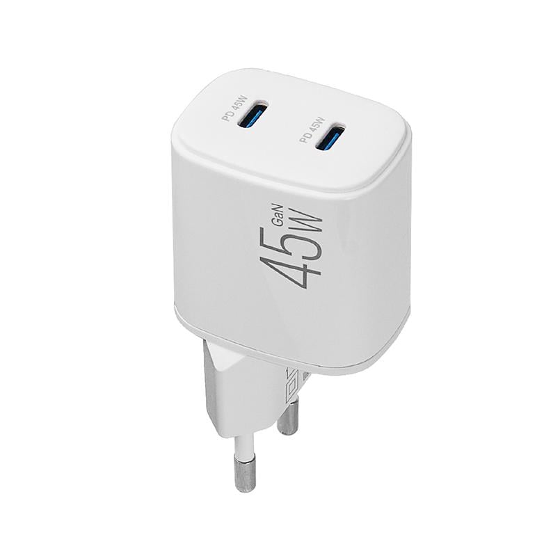 Сетевое зарядное устройство Brevia ePowerGaN PD45W 2xUSB-C белый - фото 2 Сетевое зарядное устройство Brevia ePowerGaN PD45W 2xUSB-C белый - фото 2