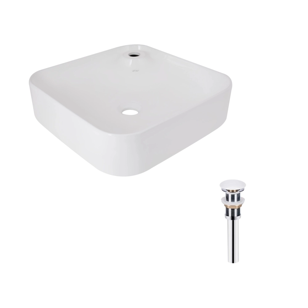 Раковина накладная Qtap Stork 430x430x125 квадратная с донным клапаном White (47318) Раковина накладная Qtap Stork 430x430x125 квадратная с донным клапаном White (47318)
