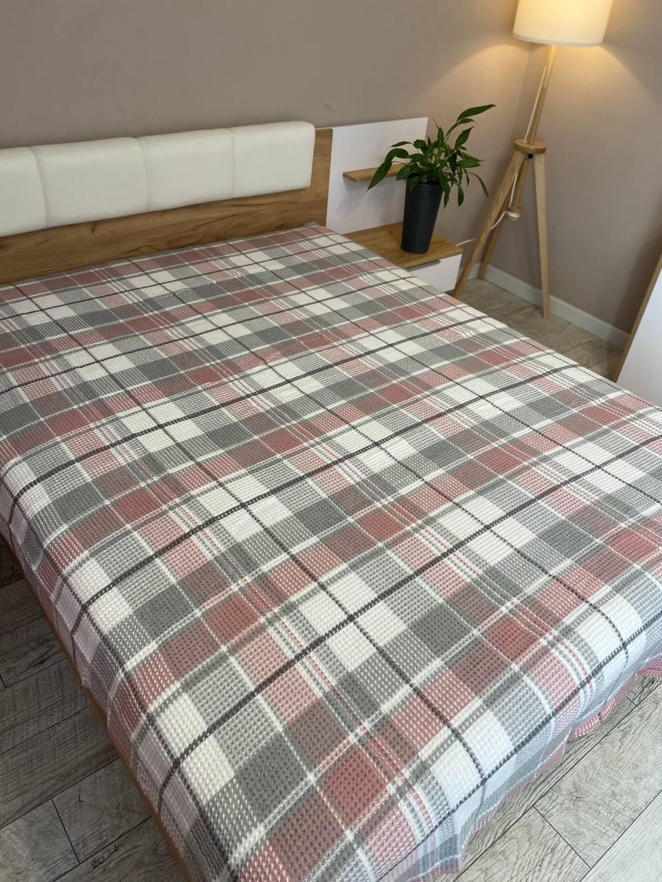 Плед хлопковый двуспальный 180х220 см Розовый (П4К-Aksu-001-02)