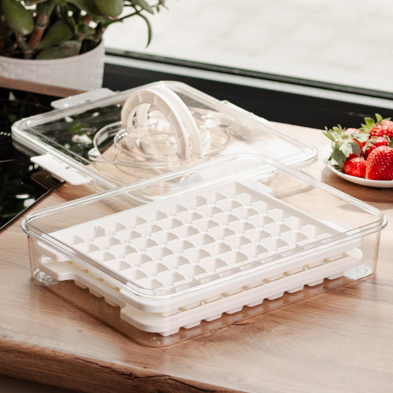 Контейнер для заморожування льоду 126 відсіків 30,5х24х7 см Бежевий - фото 1 Контейнер для заморожування льоду 126 відсіків 30,5х24х7 см Бежевий - фото 1