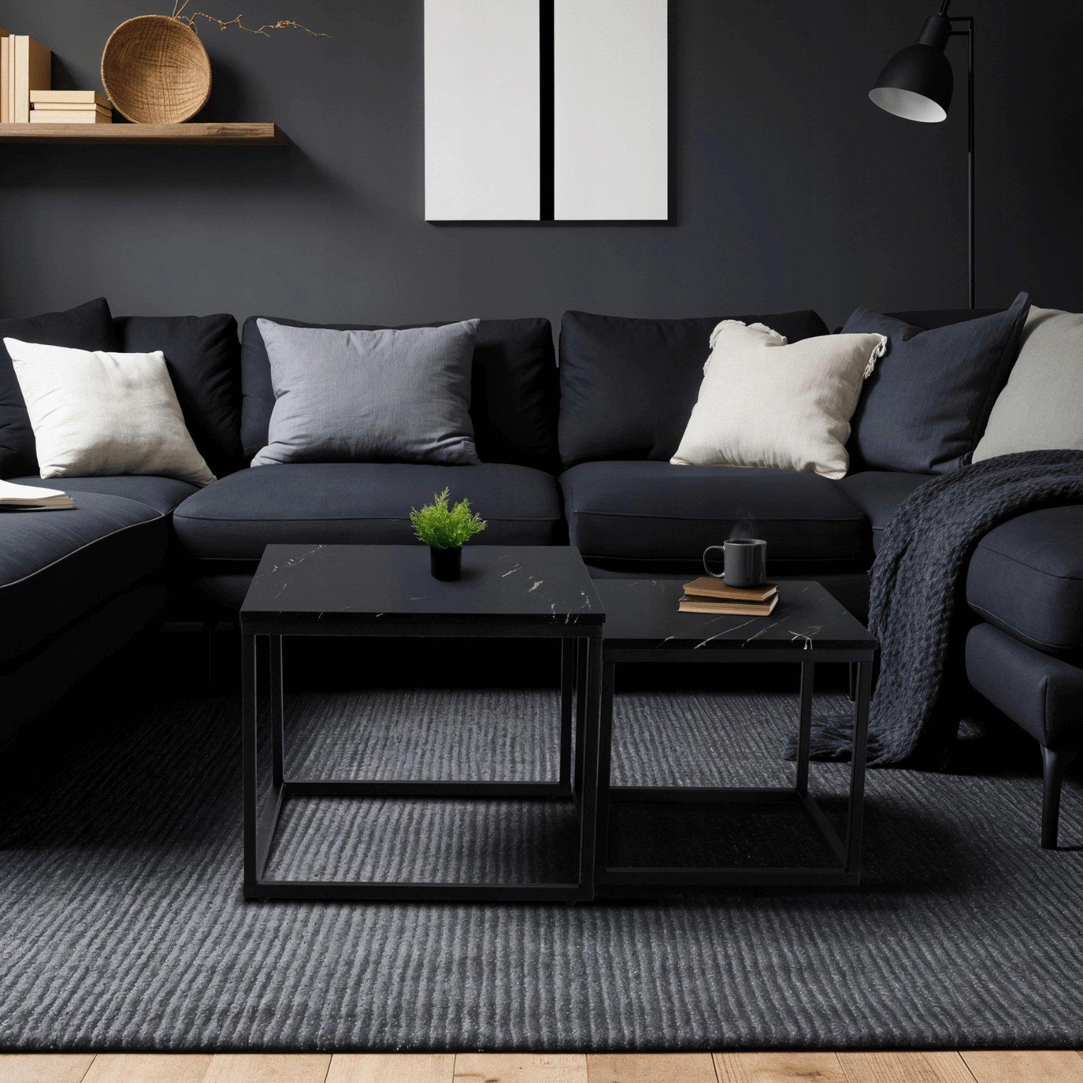 Комплект журнальных столов Mebel Elite JUNO Marmur 2 шт. Черный (ME.JUNO/CZM/CZ/L) - фото 8