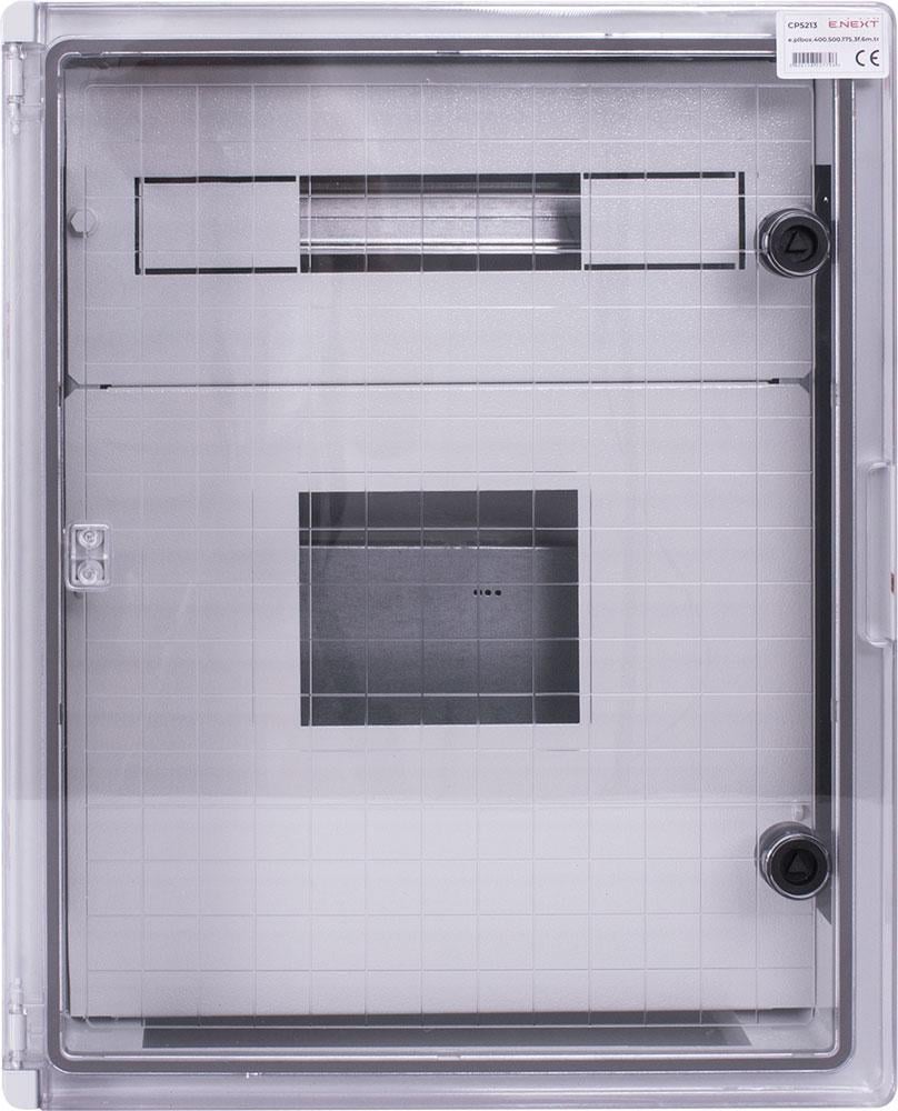 Корпус под 3-ф счетчик E.NEXT e.plbox.400.500.175.3f.6m.tr 6 модулей IP65 навесной пластиковый 400х500х175 мм Прозрачный (CP5213)