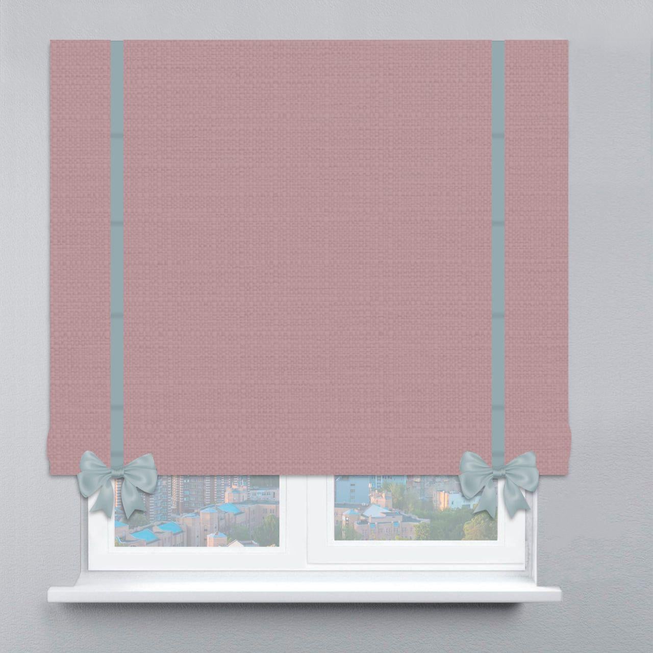 Римская штора с цепочным карнизом рогожка Premium с лентой и бантом 230х170 см Пудровый