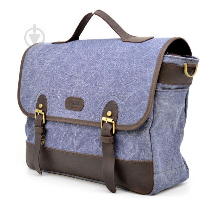 Портфель для мужчин из ткани с кожаными вставками TARWA RKj-7880-4lx Синий