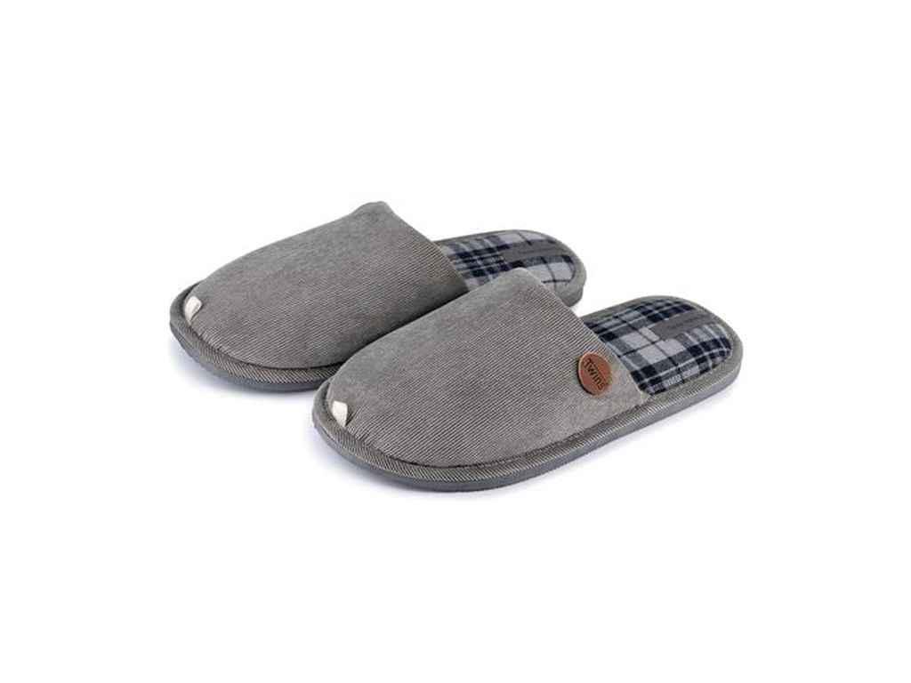 Тапочки домашние мужские Twins вельвет/клеточка р. 40/41 Серый (1098331)