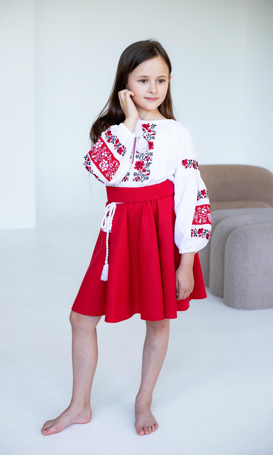 Сукня-вишиванка дитяча Вишиваночка 122 см Біло-червоний (818-2.7) - фото 5 Сукня-вишиванка дитяча Вишиваночка 122 см Біло-червоний (818-2.7) - фото 5