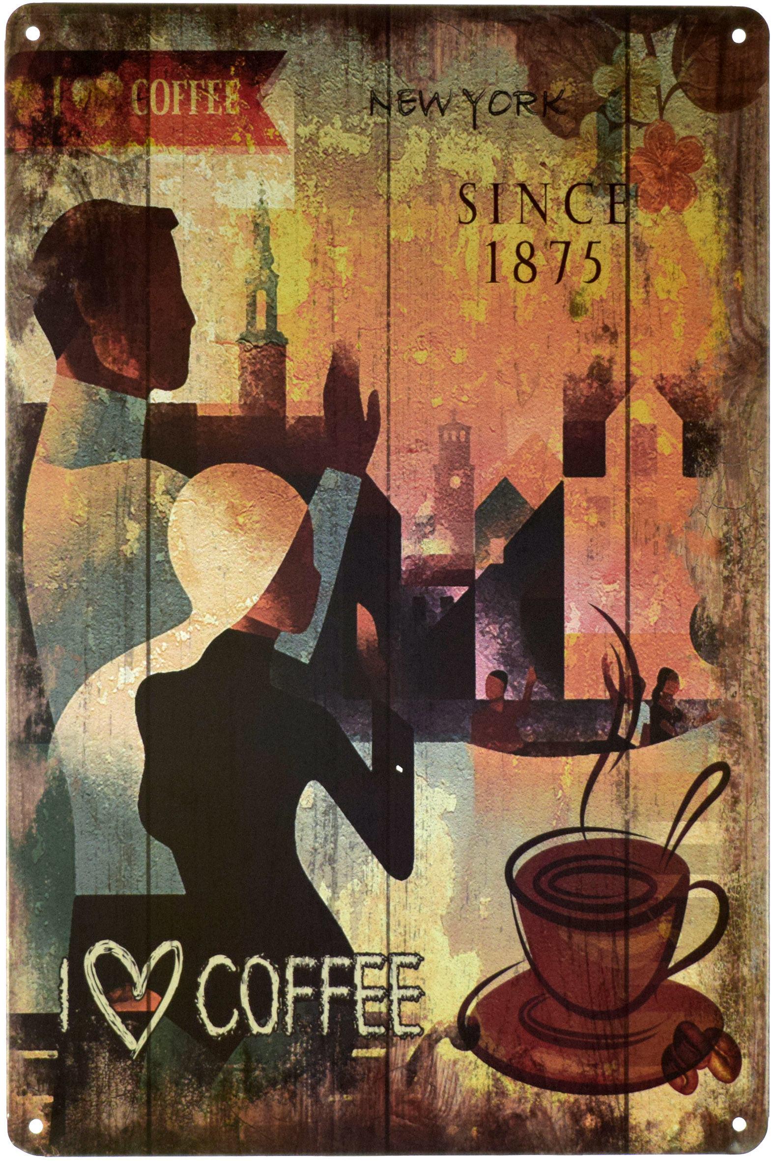 Табличка металева Я Люблю Каву Нью-Йорк 1875/I Love Coffee New York 1875 20x30 см