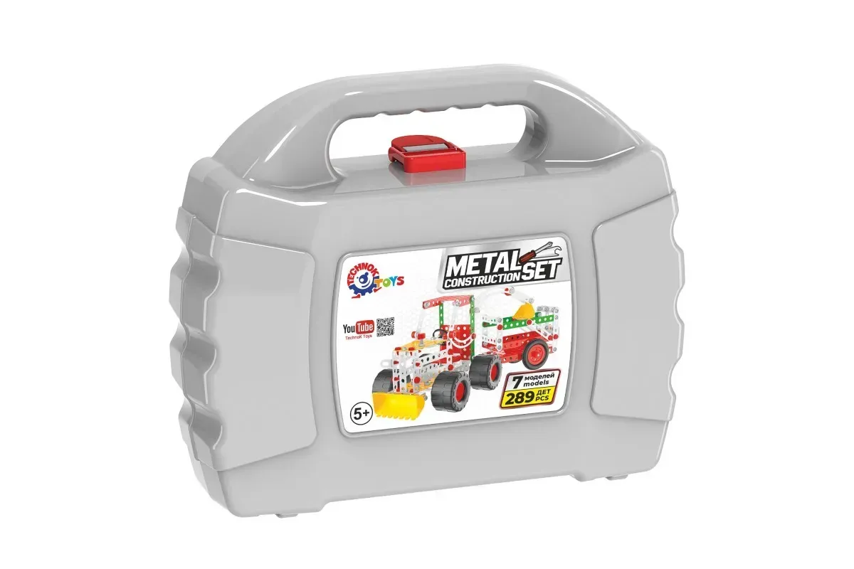 Конструктор ТехноК Строительная техника в кейсе из металла на 289 деталей Разноцветный (150-98-TH3879)