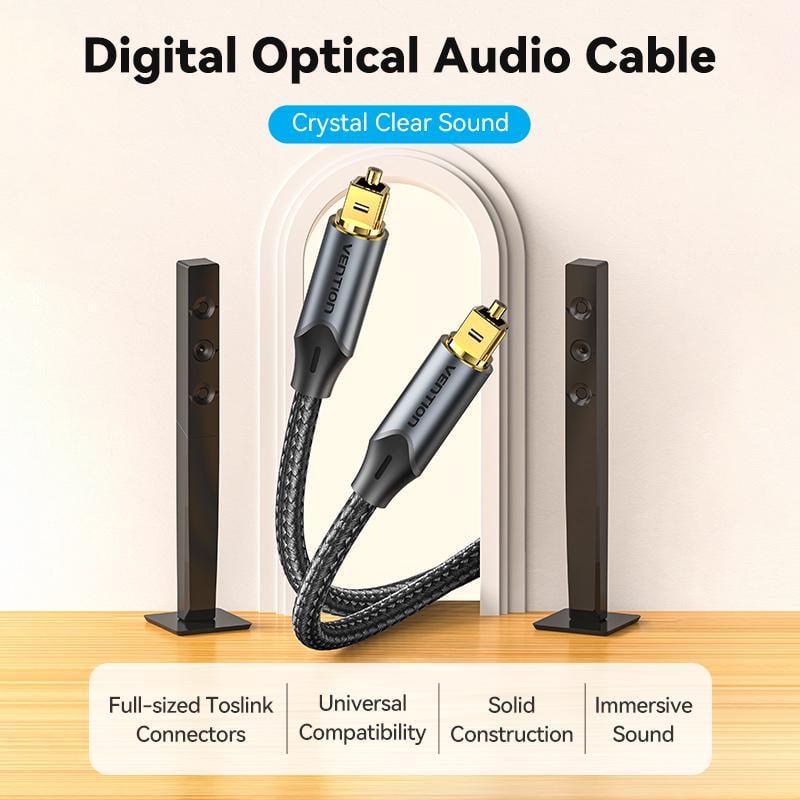 Кабель оптический Vention Toslink SPDIF Аудио нейлоновое оплетение 5 м Черный (BAVBJ) - фото 2 Кабель оптический Vention Toslink SPDIF Аудио нейлоновое оплетение 5 м Черный (BAVBJ) - фото 2