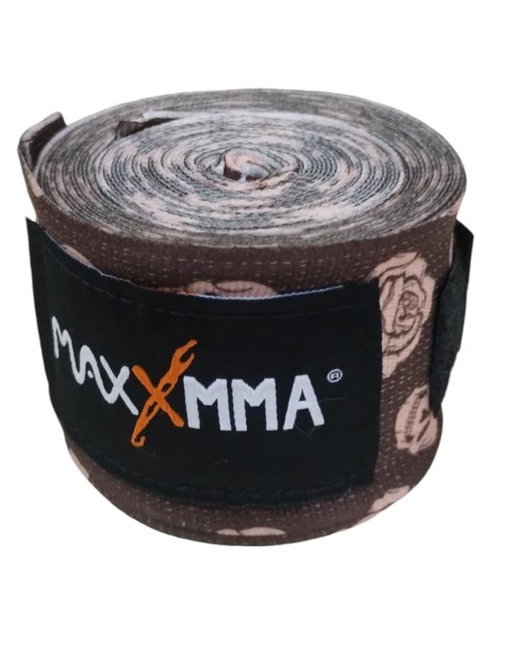 Бинты боксерские Maxxmma WR07-120 бамбук с принтом Череп 3 м пара Коричневый/Белый (6936116104508)