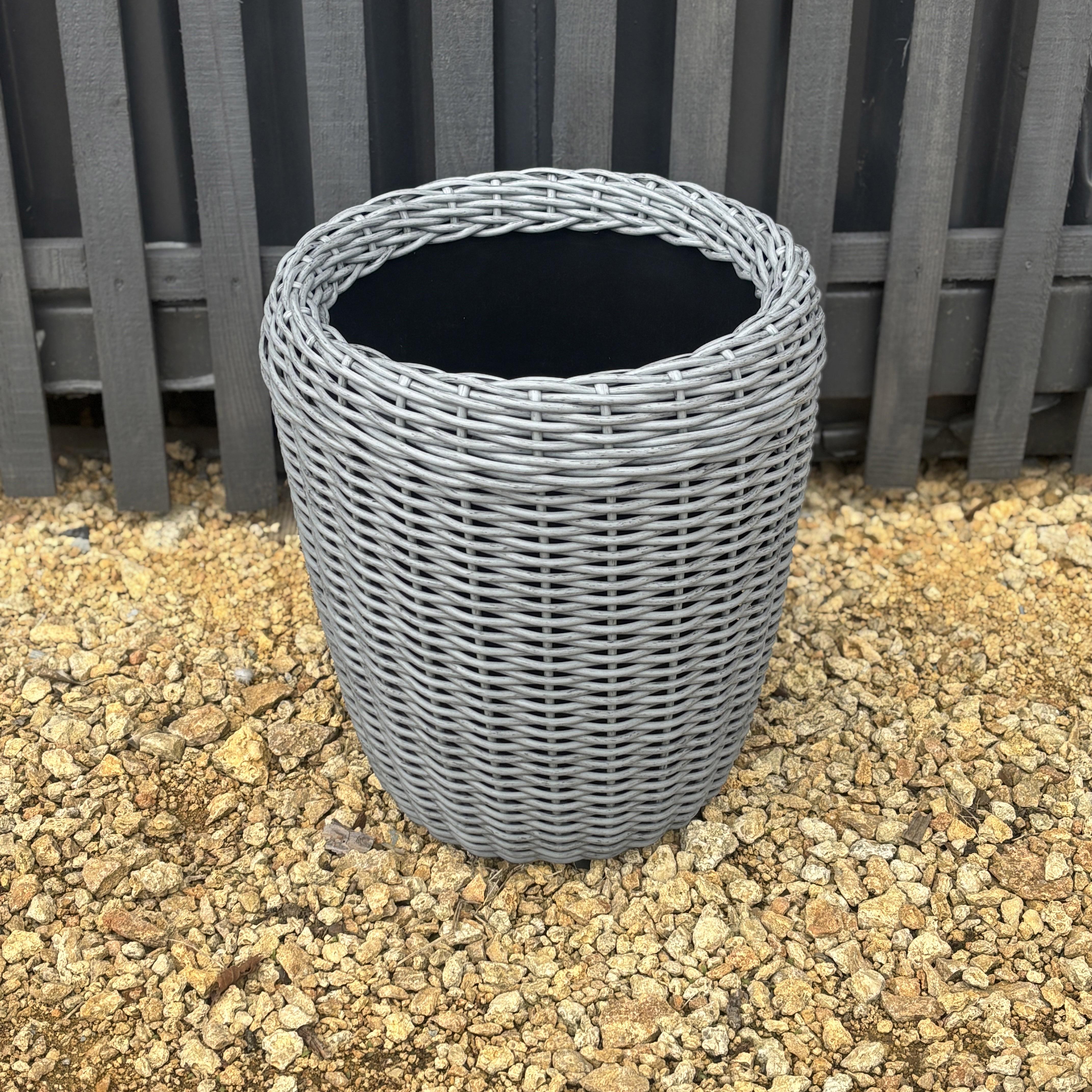 Кашпо высокое для цветов и растений из искусственного ротанга/ручной работы 16 л Серый - фото 4 Кашпо высокое для цветов и растений из искусственного ротанга/ручной работы 16 л Серый - фото 4