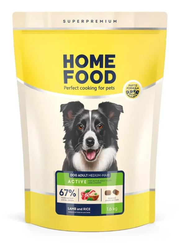 Корм сухий Home Food для активних дорослих собак та юніорів середніх та порід з ягнятиною та рисом 1,6 кг (3457)
