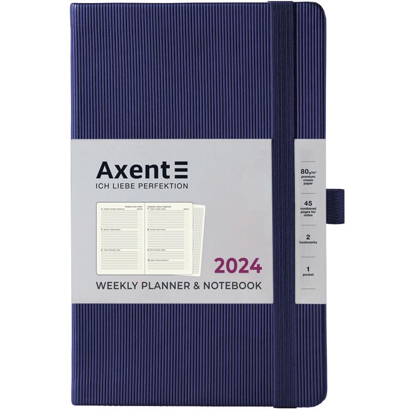 Еженедельник 2024 Axent Partner Lines 125х195 мм 96 л. Темно-синий (8515-24-02-A)