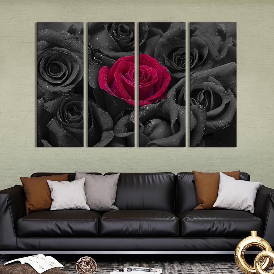 Модульная картина на холсте Полиптих Изящная красная роза 149x93 см (247-41)