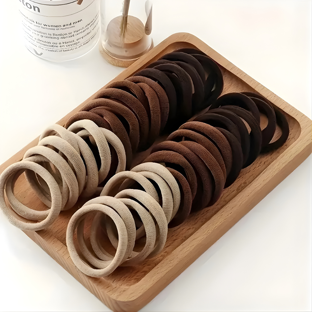 Набір жіночих гумок для волосся хвостів пучків м'які еластичні спандекс міцні однотонні 50 шт. Коричневий