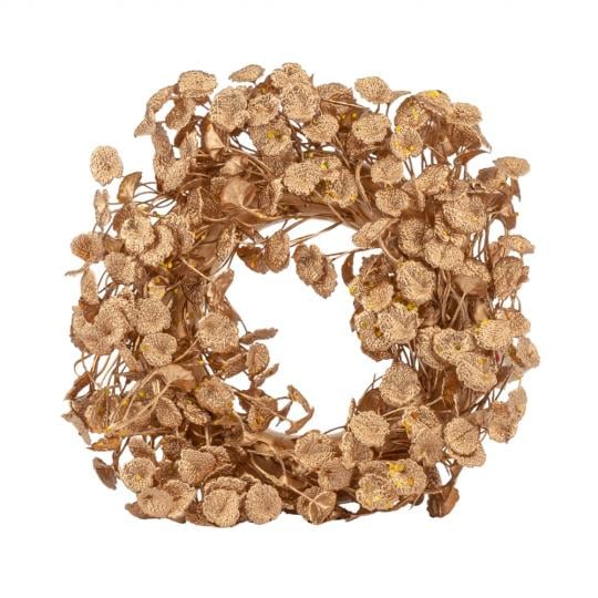 Венок новогодний Подарок волшебства из пластика 31х21 см Золотой (150-81-2010-157)