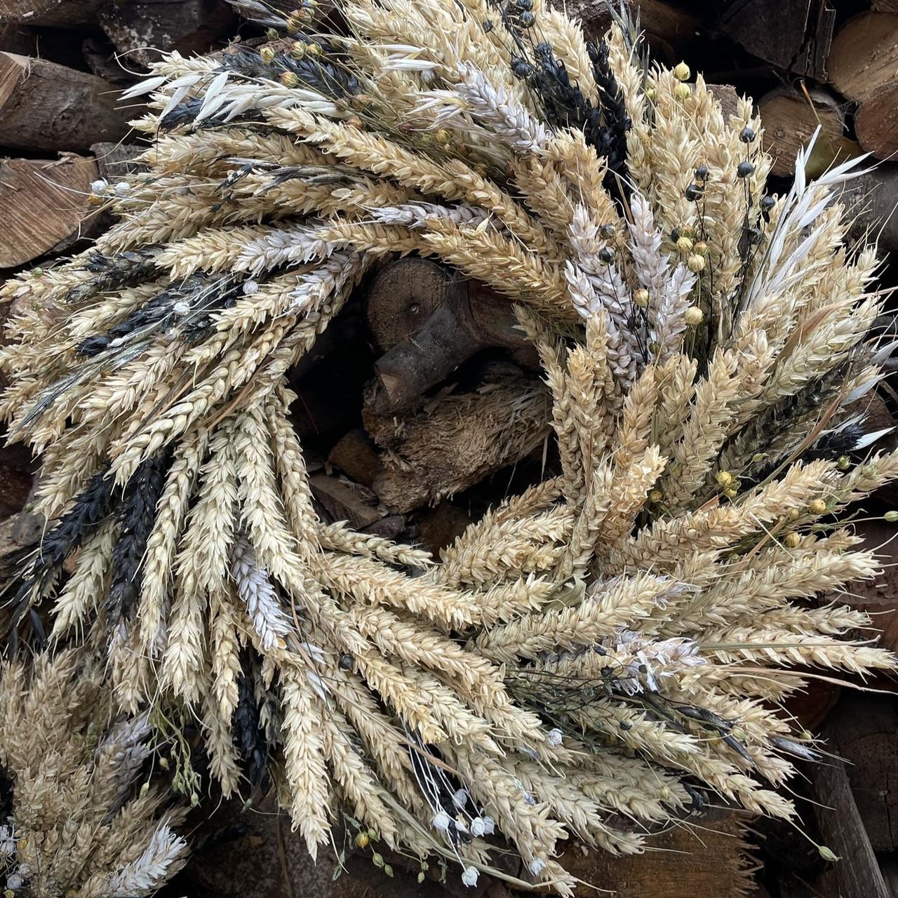 Декоративный настенный интерьерный Венок из колосков 30 см (2413711498)