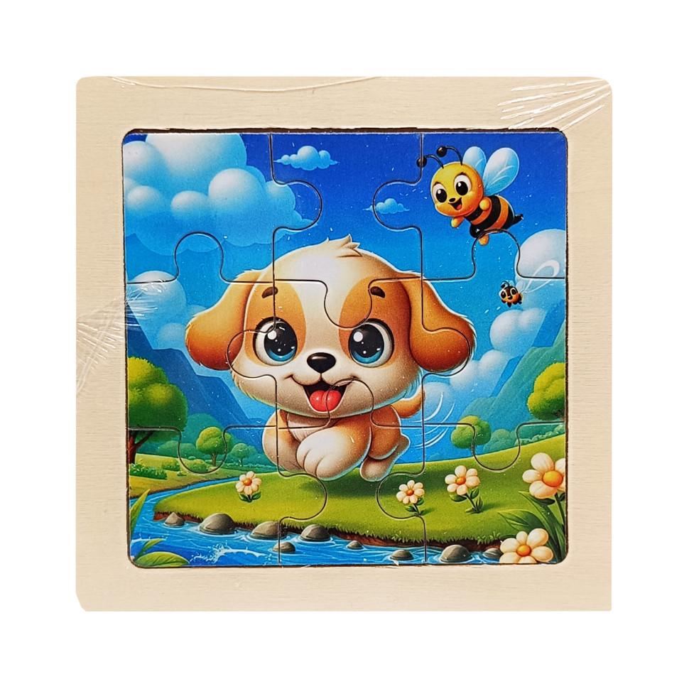 Пазл-вкладиш дерев'яний дитячий Щеня з бджолою MD 1506-18 9 ел. (RLT52746)