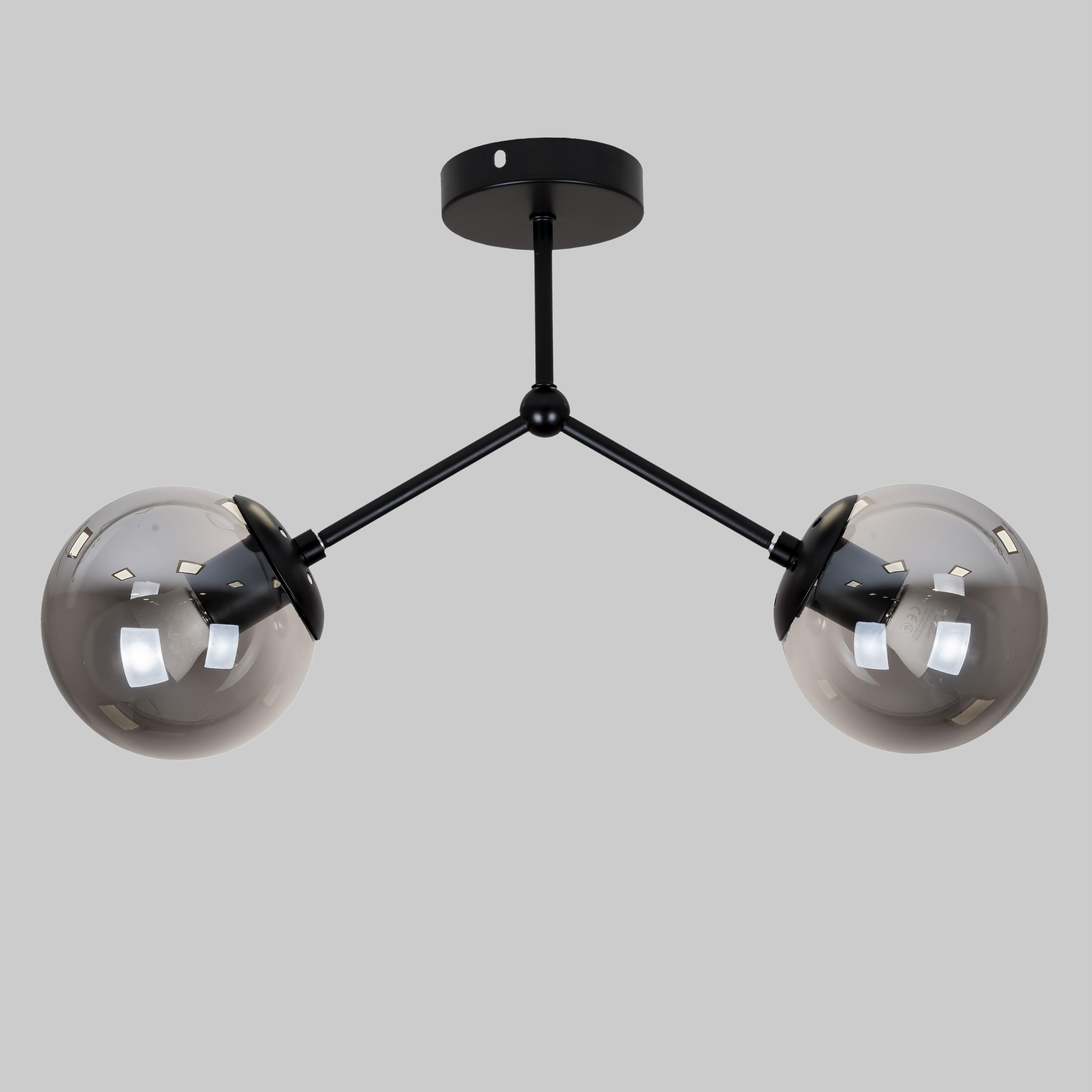 Люстра потолочная с двумя дымчатыми плафонами (52-9811-2 BK+BK) Люстра потолочная с двумя дымчатыми плафонами (52-9811-2 BK+BK)