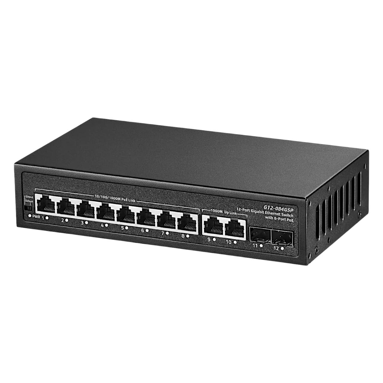 Комутатор мережевий Binardat G12-084GSP Gigabit PoE Switch 12-портовий 135 Вт (33481162)