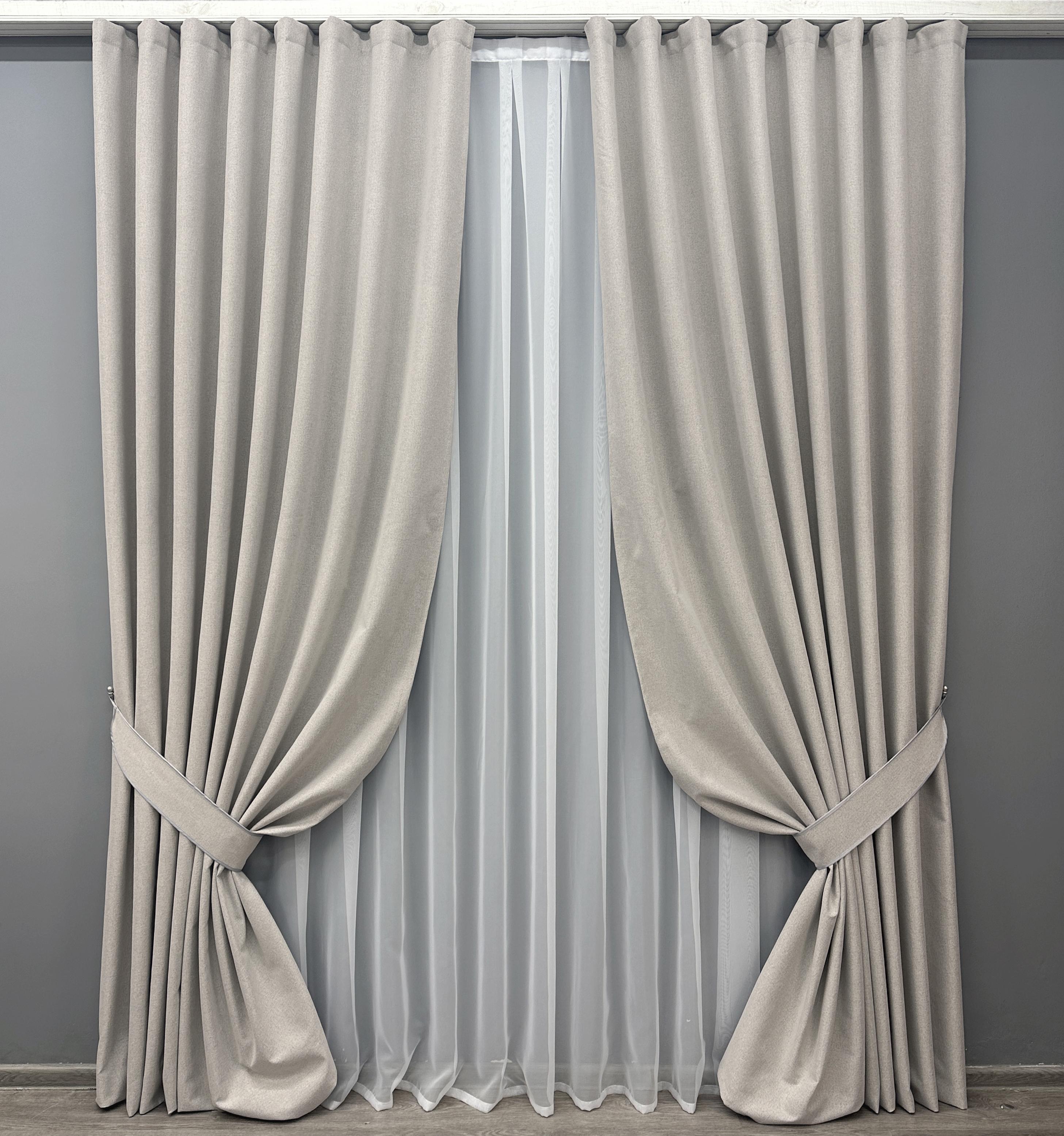 Комплект готовых штор VR-Textil Блэкаут двусторонний ASHEN NIGHT № 1842ш 200х290 см 2 шт. Пепельный (32-206)