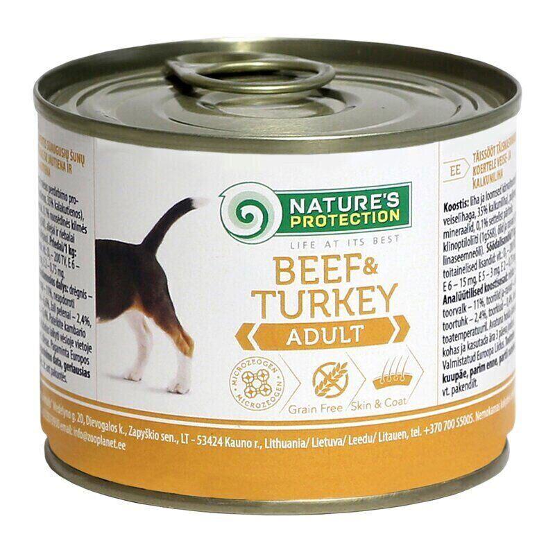 Корм влажный для собак Nature's Protection Beef&Turkey 200г