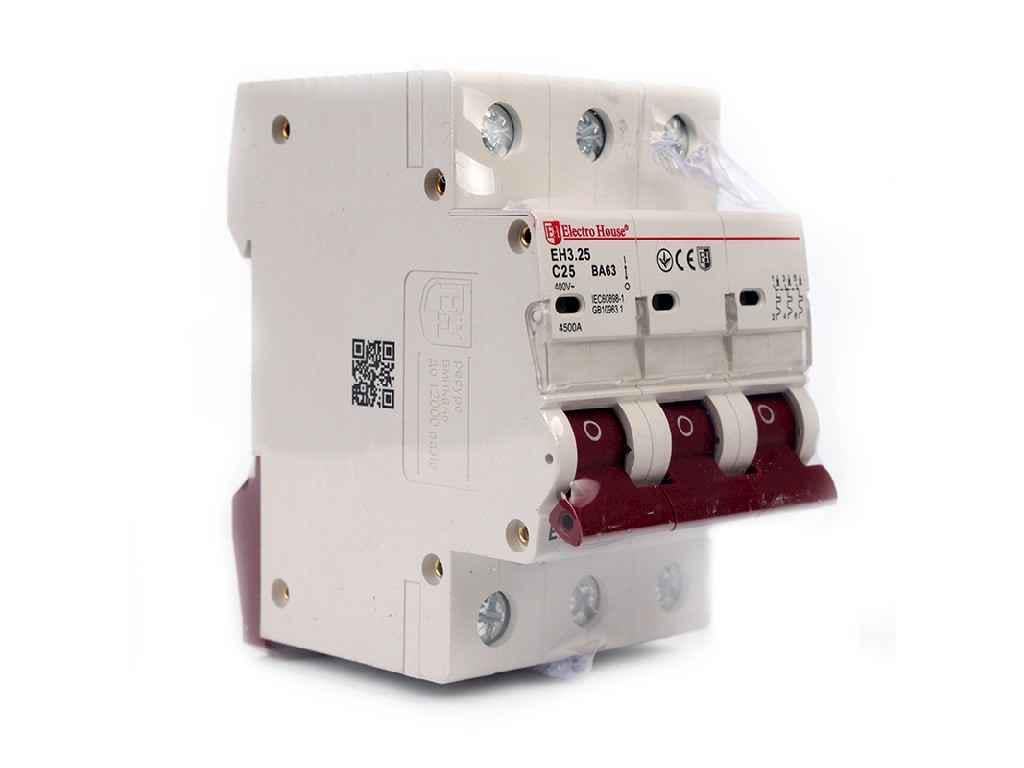 Автоматический выключатель Electro House 25A 3 полюса EH-3.25 (805744)