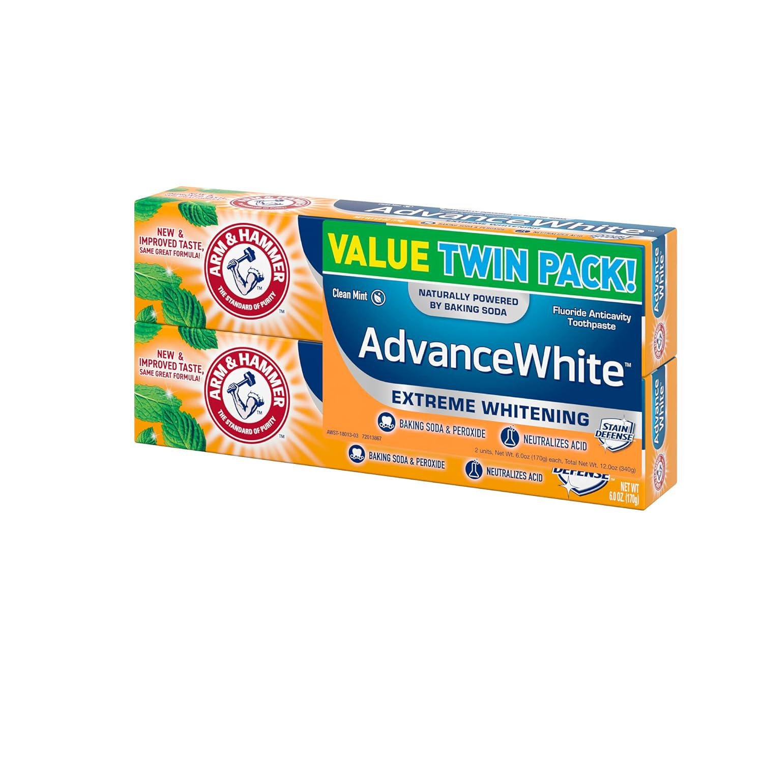 Зубна паста Arm & Hammer Advance White Anticavity Fluoride Toothpaste Clean Mint Twin Pack 6 oz 170 г - фото 3