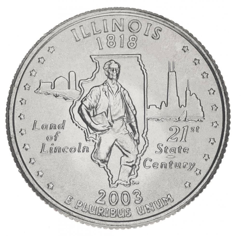 Колекційна монета США 25 центів 2003 P Штати та території - Іллінойс UNC (KM#343)