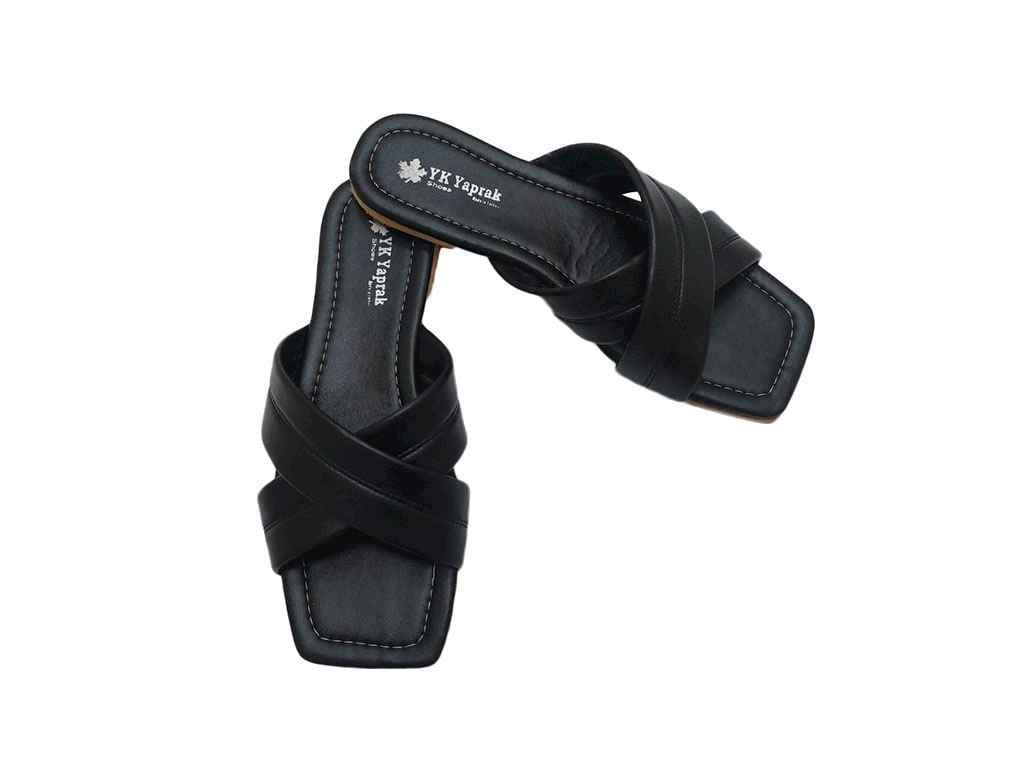 Шльопанці Yaprak shoes 002 екошкіра р. 39 Чорний (938082)