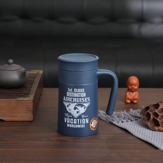 Термокухоль Stenson Army MT-3893 з ситечком 520 мл Синій (13814737) - фото 2 Термокухоль Stenson Army MT-3893 з ситечком 520 мл Синій (13814737) - фото 2