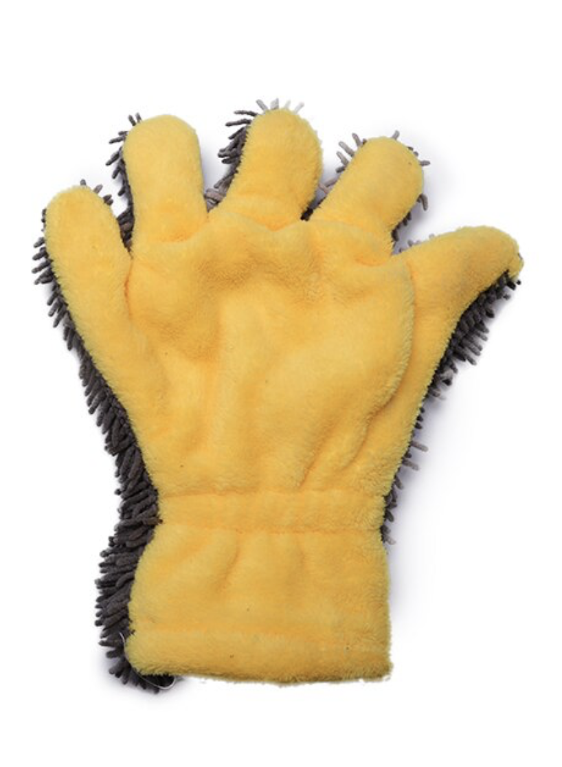 Рукавичка двостороння для миття автомобіля для кузова 30х25 см Жовтий