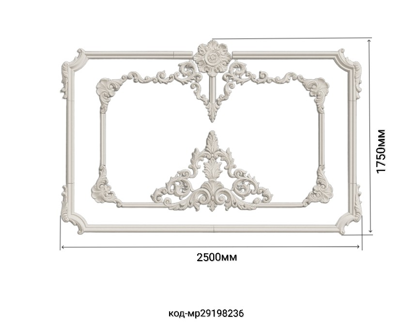 Рамка декоративная гипсовая двойная 1750/2500 мм (29198236) - фото 3
