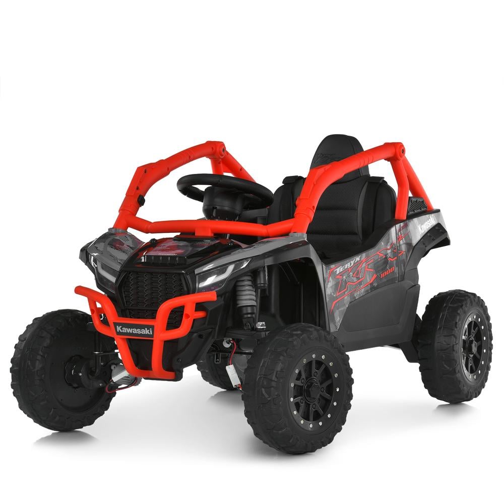 Детский электромобиль Kawasaki JS330EBLR-2-3 24V на 4 мотора/колеса EVA/кожаное сиденье Красный (33132248)