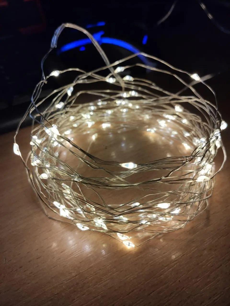 Гирлянда нить Капли росы на батарейках и USB 50 Led 5 м Белый (cc527f57)