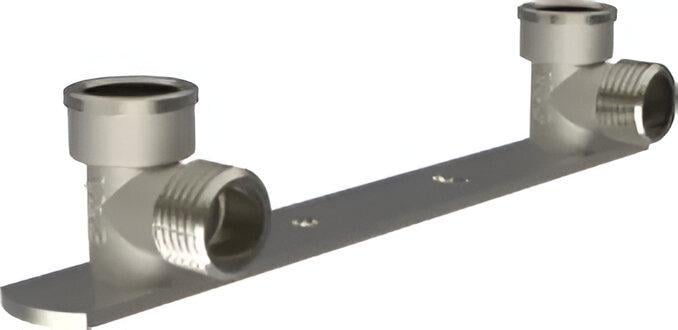 Планка монтажная V&G VALOGIN с водорозетками 1/2" ВЗ латунь никелированная (SQ-1040352)