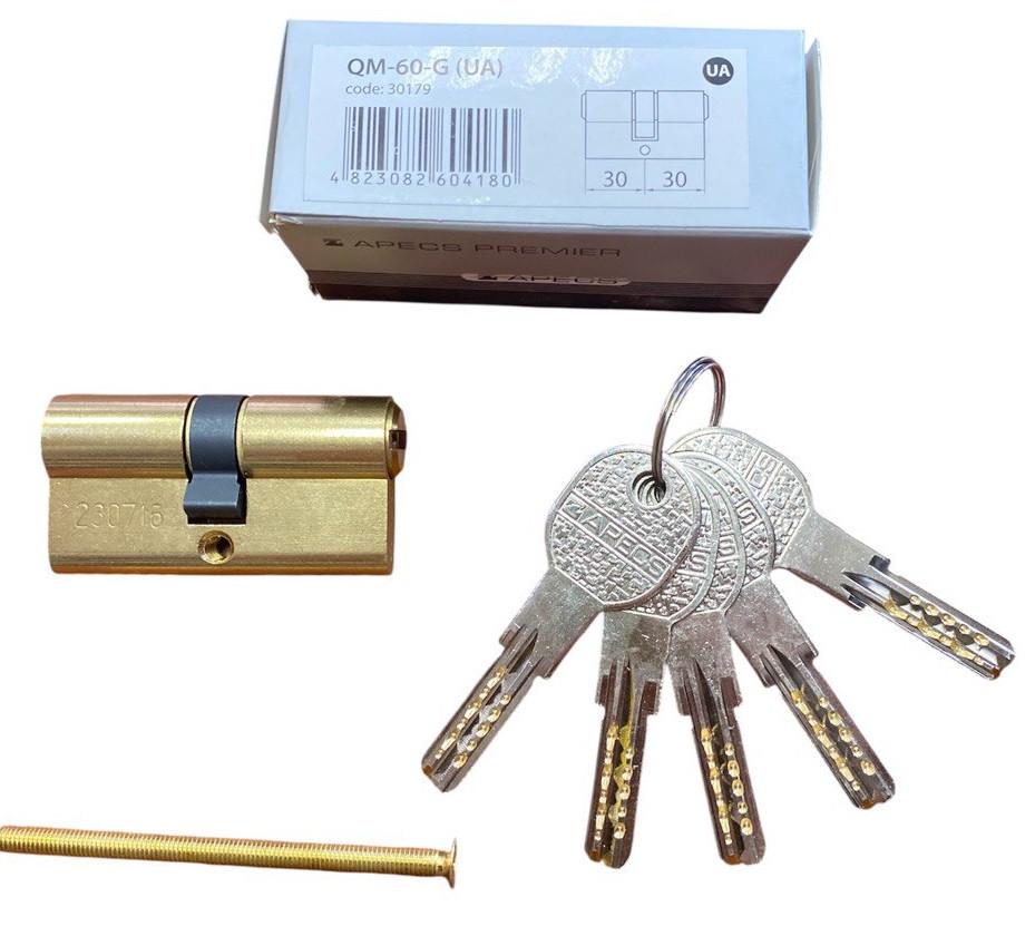 Цилиндр для замков Apecs Premier QM 60 30х30 мм G (5513) - фото 2 Цилиндр для замков Apecs Premier QM 60 30х30 мм G (5513) - фото 2