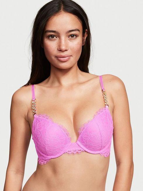 Бюстгальтер мереживний з пуш ап Victoria's Secret Very Sexy Push-Up Bra Berry Gelato 75C Рожевий (20234009)