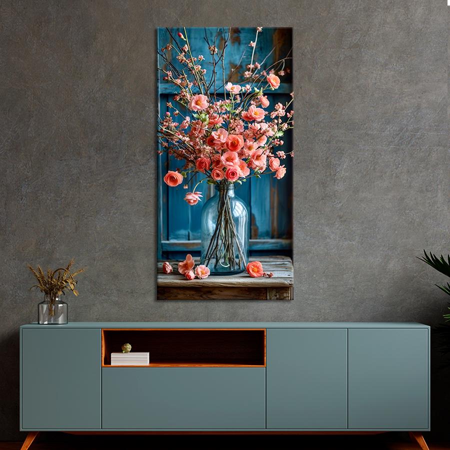 Картина на холсте Букет розовых цветов в стеклянной вазе 80x40 см (63VP_L) - фото 2 Картина на холсте Букет розовых цветов в стеклянной вазе 80x40 см (63VP_L) - фото 2