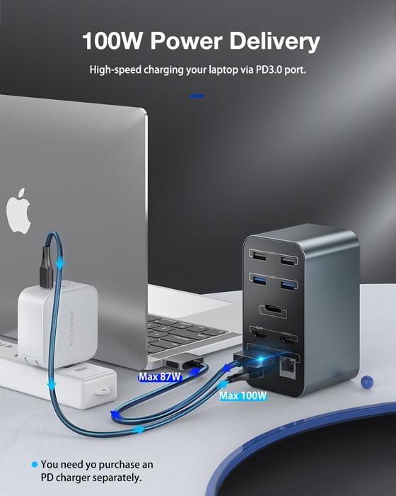 USB-хаб Blitzwolf BW-TH14 15в1 DisplayPort/HDMI/USB-C PD - фото 10