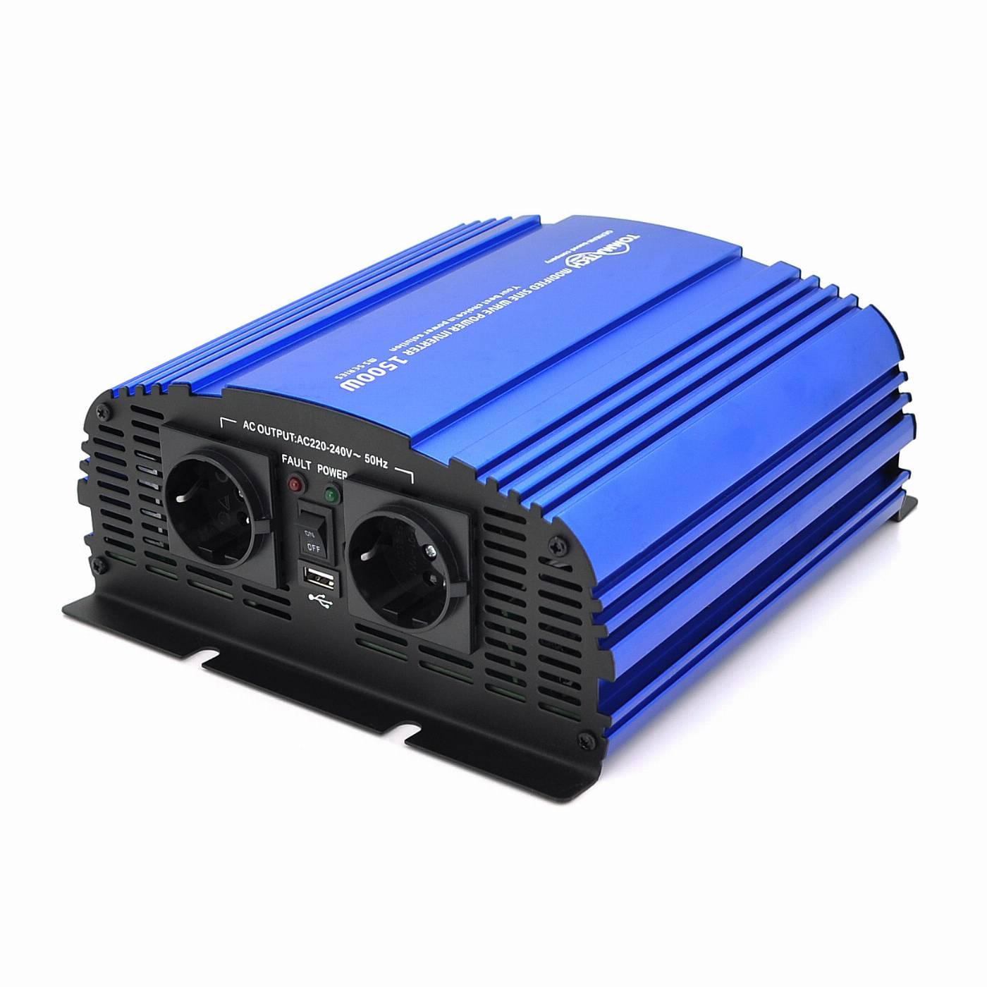 Інвертор напруги Tommatech MS-1500 Q4 24V/220V 1500W з апроксимованою синусоїдою 2хShuko USB клемні дроти 6 запобіжників (35407)