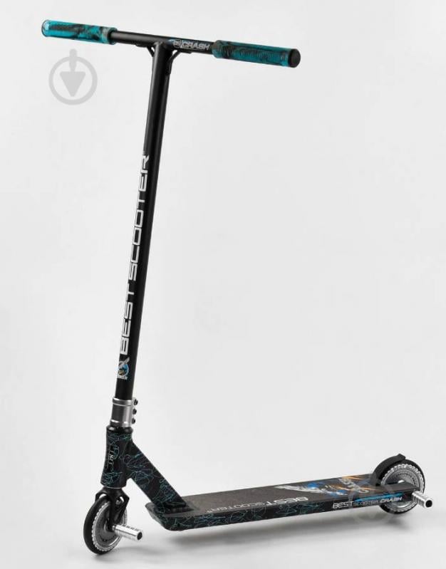 Самокат трюковый Best Scooter "CRASH" HIC-система, ПЕГИ, алюминиевый диск и дека Black/Blue (102312)