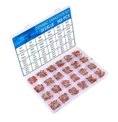 Конденсаторы керамические 2пФ-100нФ 50В 24 вида в кейсе 960 шт. (677121)